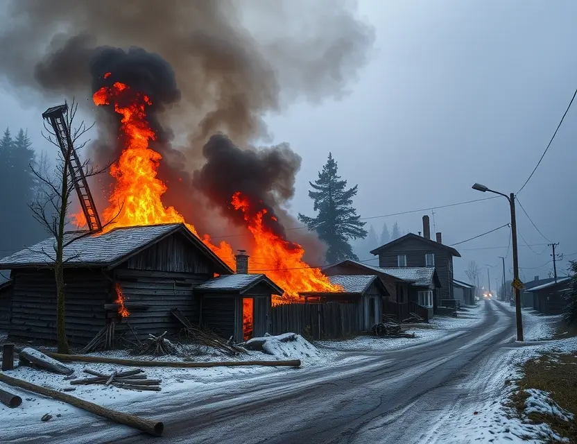 Пожар в городе на Урале